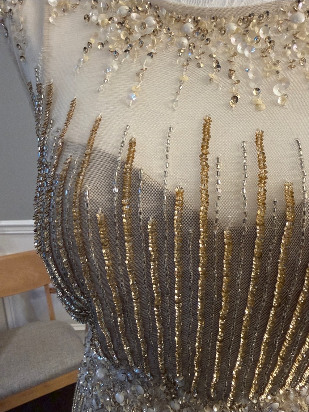 Aidan Mattox Gold Beaded Gown - Picture 8 of 16
